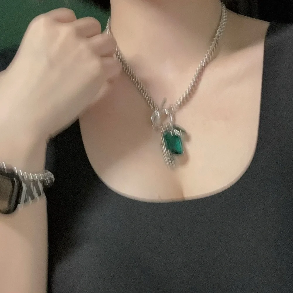 RL ralph Lauren necklace and bracelet green gem silver - Picture 6 of 10